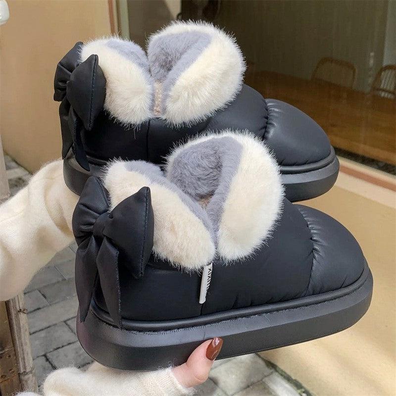 Cheky - Winter Cute Bow Warm With Velvet Men And Women Creativity New Waterproof Bootie