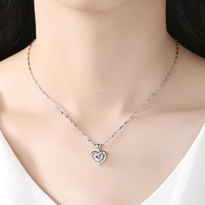 Cheky - 925 Heart-shaped Rhinestones Necklace Luxury Personalized Necklace For Women Jewelry Jewelry Valentine's Day Gift