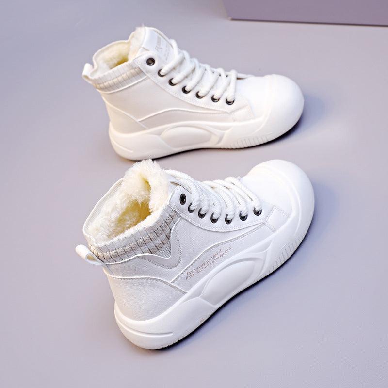 Cheky - Women's Autumn And Winter Fleece-lined High-top Casual Shoes