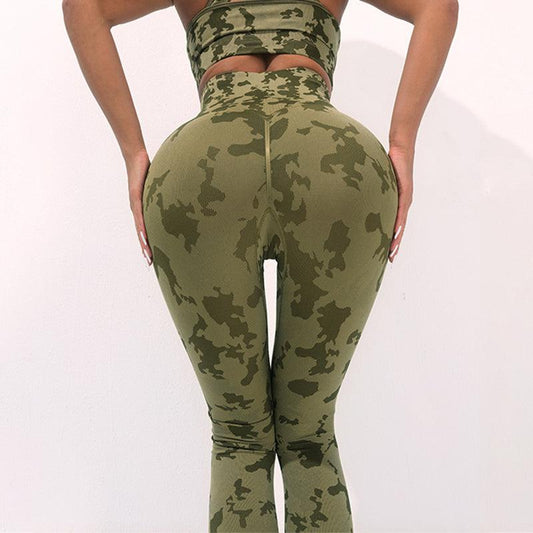 Cheky - Fashion Camouflage Print Yoga Pants High Waist Seamless Leggings Stretch Butt Lift Running Sports Fitness Pant For Womens Clothing