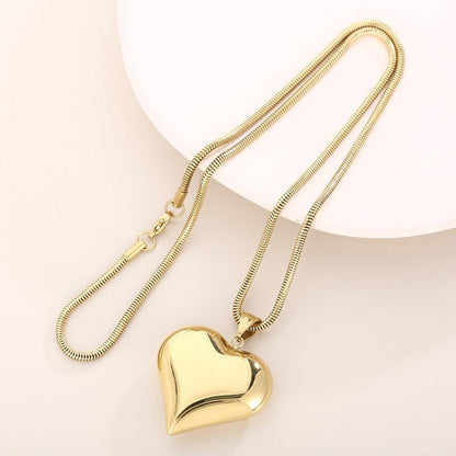 Cheky - Gold Sliver Hollow Heart-shaped Necklace Ins Simple Versatile Personalized Love Necklace For Women's Jewelry Valentine's Day