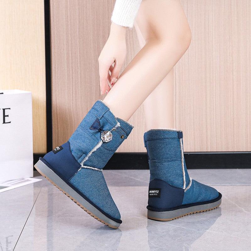 Cheky - Winter Short Women's Denim Snow Boots