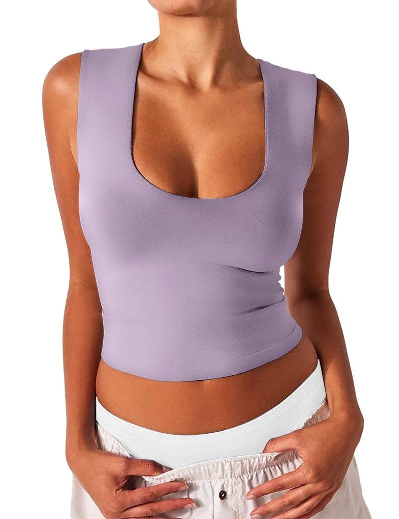 Cheky - Women's Slim-fit U-neck Sleeveless Vest Top