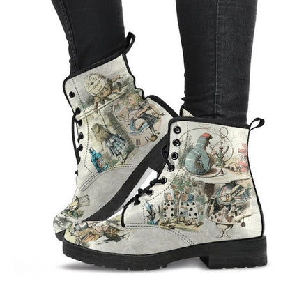 Cheky - Women's Fashion Simple Printed Leather Tooling Combat Boots