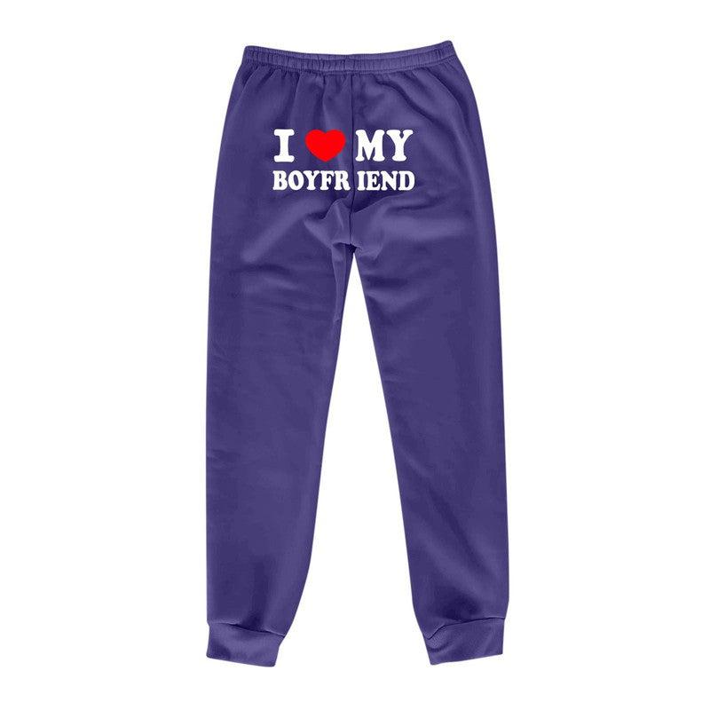 Cheky - I Love MY BOYFRIEND Printed Trousers Casual Sweatpants Men And Women Sports Pants