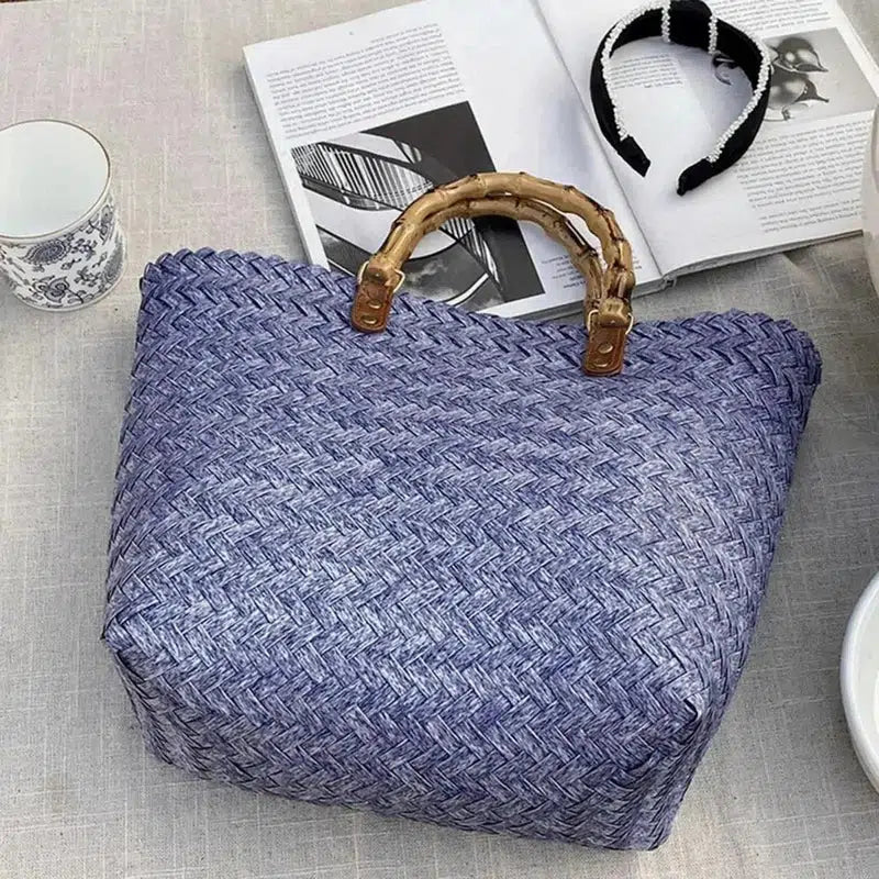 Cheky - Exquisite Woven Tote Bag Multifunctional Women Handbag High Capacity Handwoven Rattan Large Straw Bag Clothing Matching