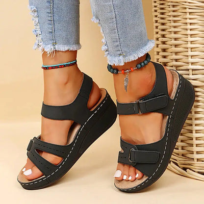 Cheky - Women Sandals Soft Bottom Wedge Heels Sandals Summer Shoes Women Platform Sandalias Mujer Elegant Wedges Shoes For Women