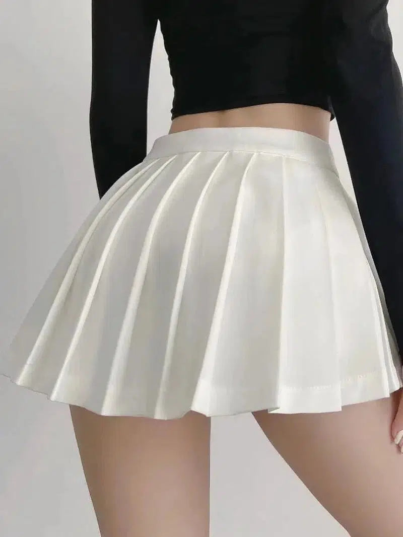 Cheky - Zoki Sexy Women Pleated Skirts High Waist Summer Vintage Mini Skirts Korean Tennis Student White Designed Dance Skirt