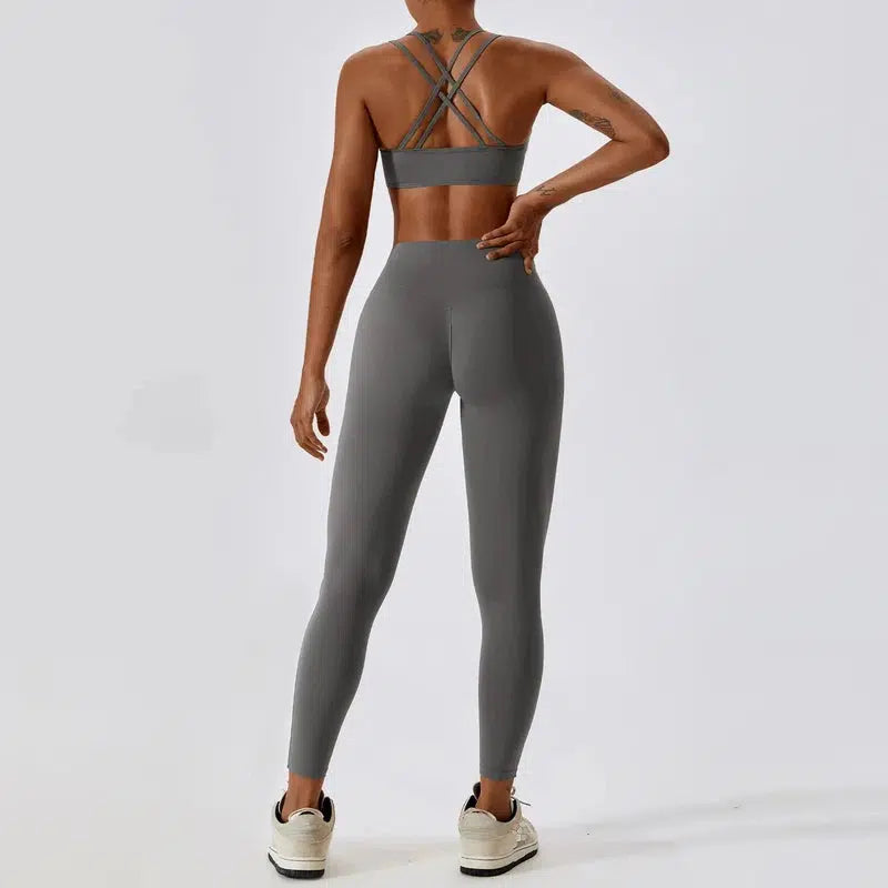 Cheky - Yoga Clothing Sets Women Athletic Wear High Waist Leggings And Top Two Piece Set Seamless Gym Tracksuit Fitness Workout Outfits