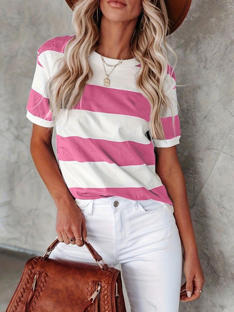 Cheky - Summer Women's Fashion Striped Printed Short Sleeve Casual T-shirt