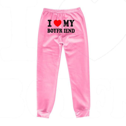 Cheky - I Love MY BOYFRIEND Printed Trousers Casual Sweatpants Men And Women Sports Pants