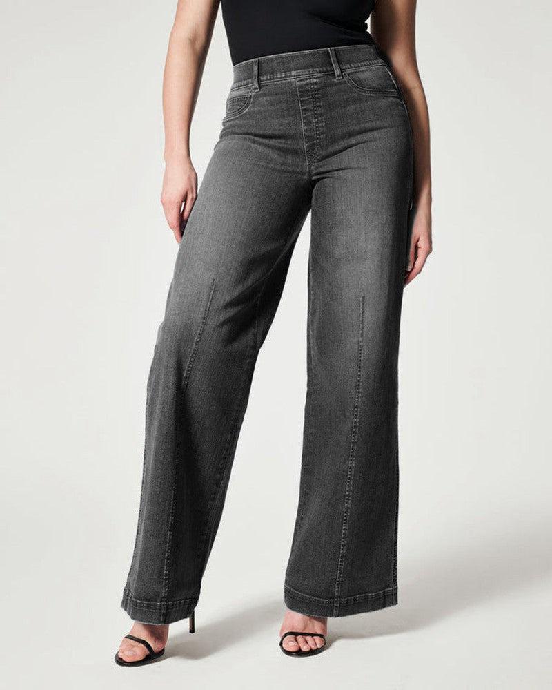 Cheky - Women's Straight Jeans Mid Waist Wide Leg Pants High Elastic Waist Trousers