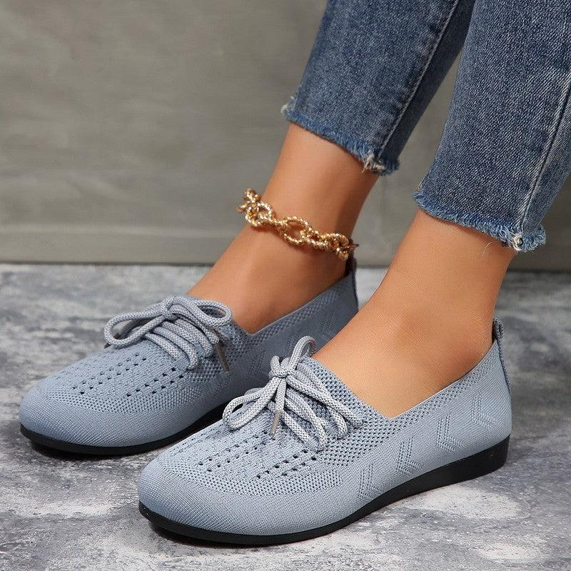 Cheky - Lace-up Flats Women Fashion Breathable Lazy Mesh Shoes