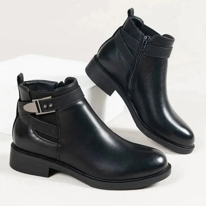 Cheky - Chelsea Boots Women Black Ankle Boots Side Zipper Buckle Shoes