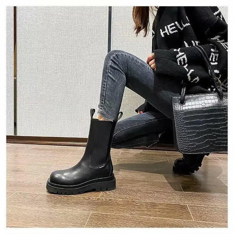 Cheky - Fashion thick-soled smoke tube boots women