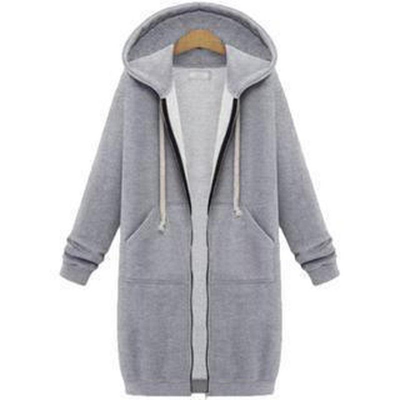 Cheky - Hooded long-sleeved winter sweater women's jacket in a long