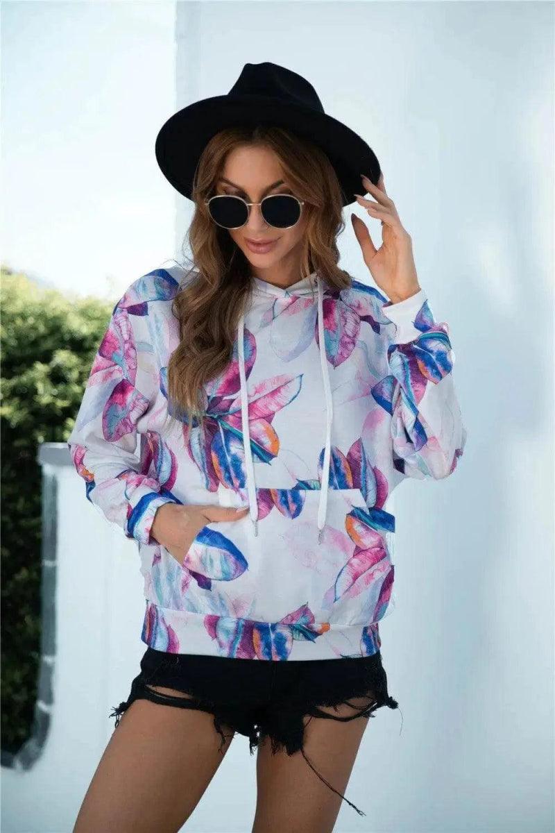 Cheky - Hot Sale Printed Hooded Pocket Sweatshirt