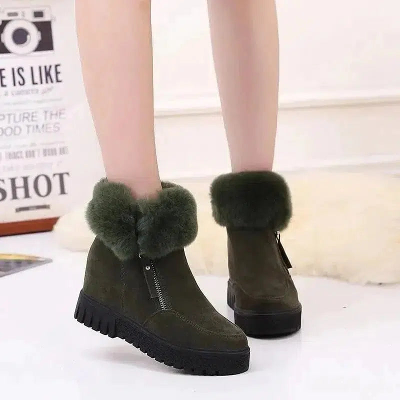 Cheky - Inner Heightening Snow Boots Women Short Hairy Short Boots