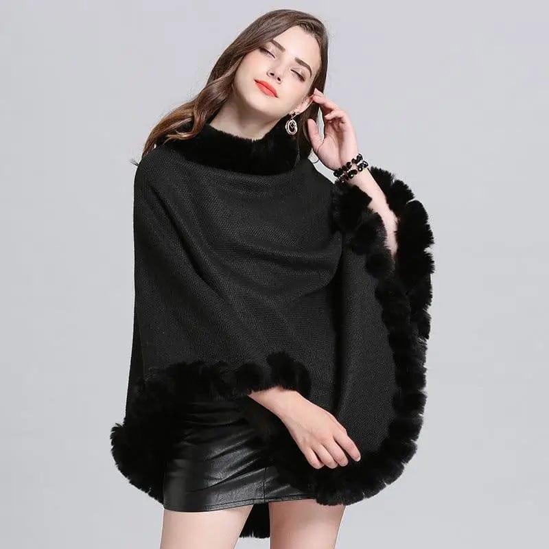 Cheky - Knit sweater cloak shawl coat women