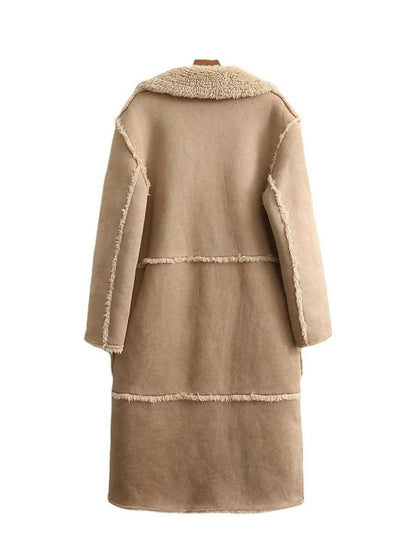 Cheky - Classic Tailored Trench Coat with Sherpa Detailing