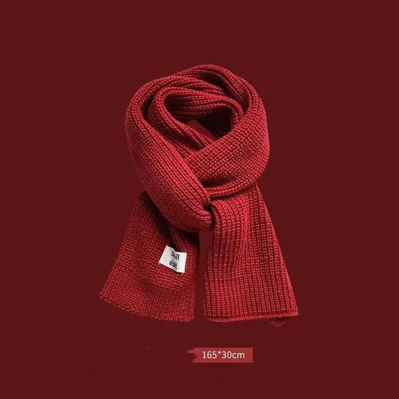 Cheky - Red New Year Scarf Women's Winter Christmas Knitting Wool