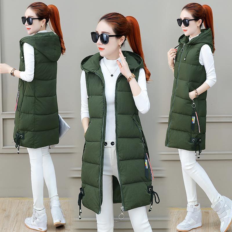 Cheky - Slim Mid-length Down Cotton Vest Jacket