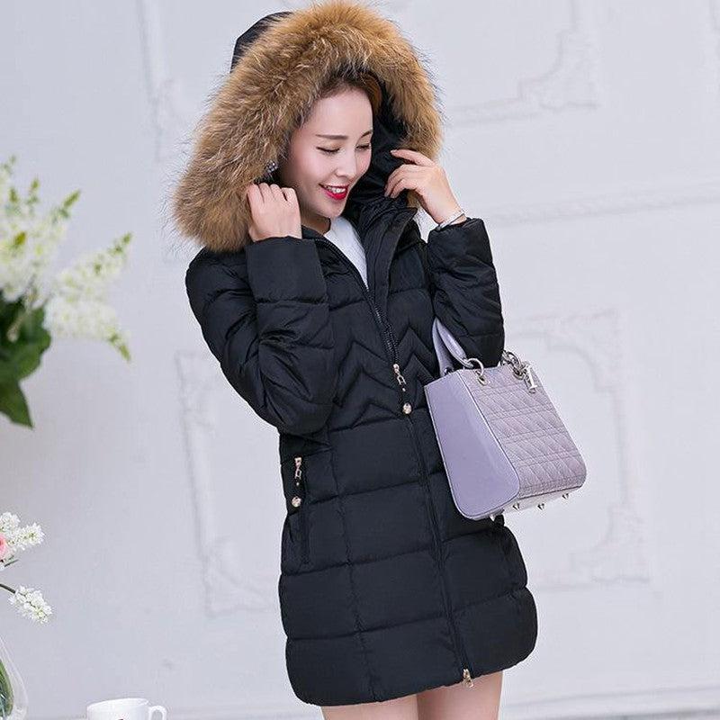 Cheky - Stylish lightweight winter new Korean hooded cotton coat