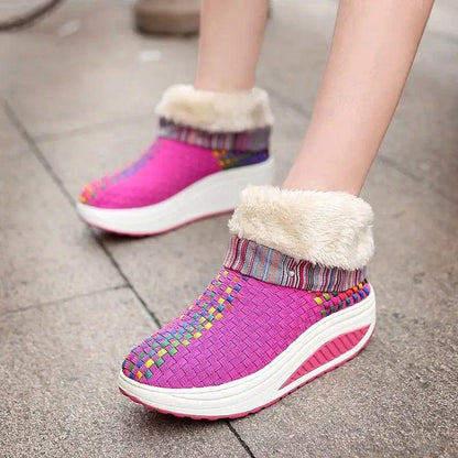 Cheky - Winter plus velvet sneakers women Korean knitting