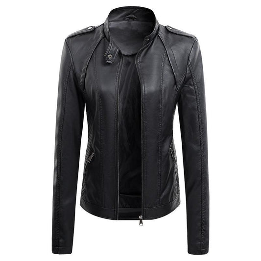 Cheky - Women's Leather Coat New Slim Lapel Fashion